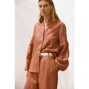 SANCIA Women THE LUCIE SHIRT linen Blouse Button Long Sleeve Reg L A000078